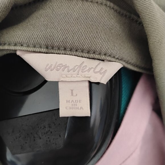 Design Wonderly Woman's Green Denim Jacket Large Junior Unique design of back - Picture 9 of 12